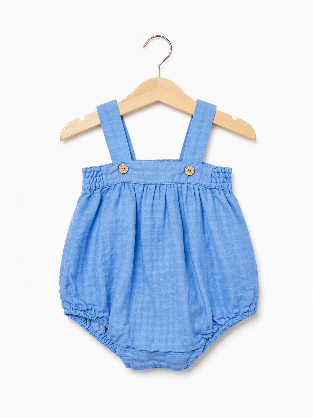 Zara Mini Blue Crinkle Cotton Gauze Bubble Romper 1-3M / 62cm Boho Retro Style